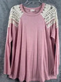 Lovely Melody Womens Long Sleeve Pink Top With Lace Details