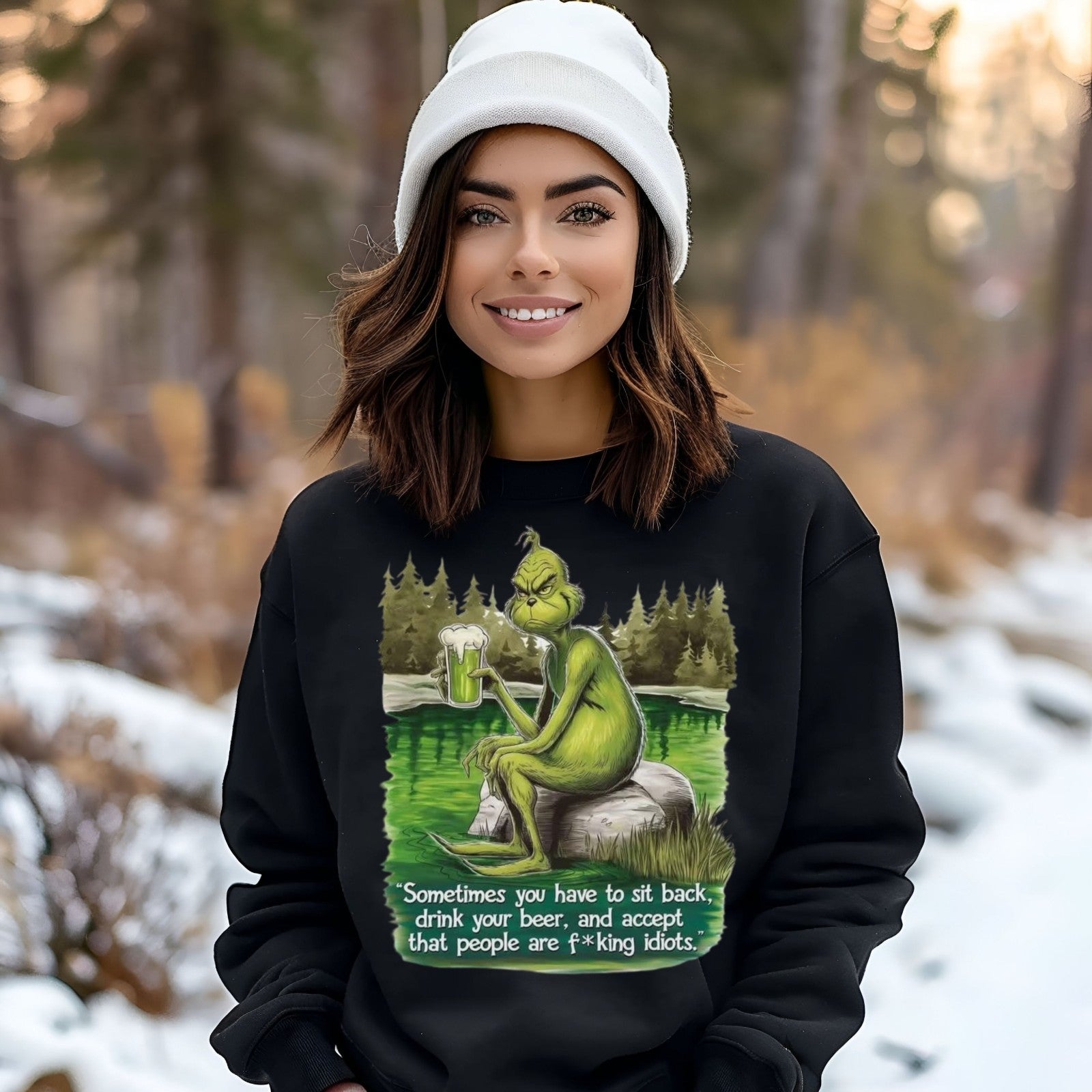 Womans Funny Sweatshirt Sassy Beer Lover's Sit Back & Sip Gift Humorous Top