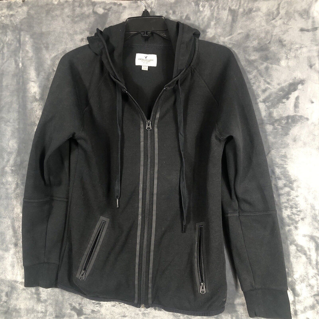 American Eagle Sweater Woman's Black Zip Up Hoodie Sweatshirt Super Soft