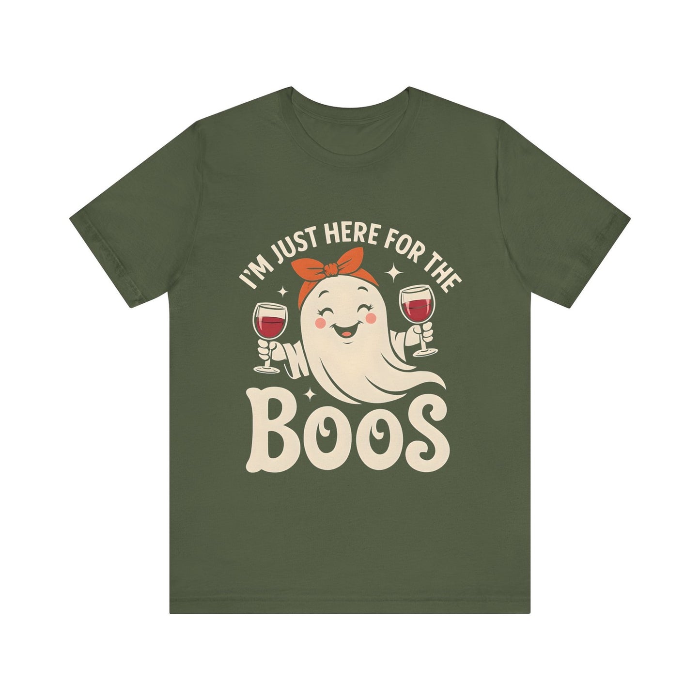 Womens Halloween T Shirt  I'm Just Here for the Boos Tee Shirt Funny Ghost Top