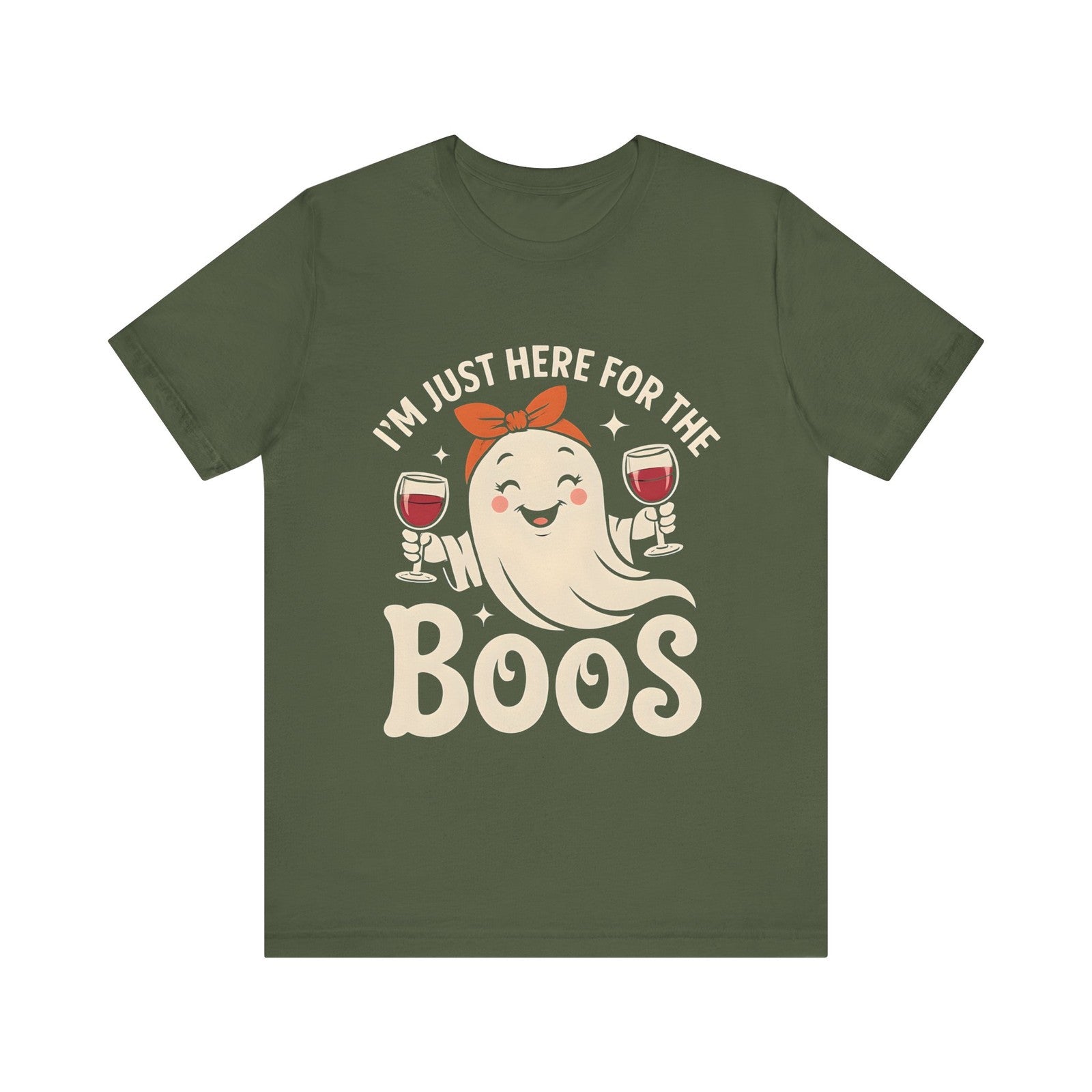 Womens Halloween T Shirt  I'm Just Here for the Boos Tee Shirt Funny Ghost Top