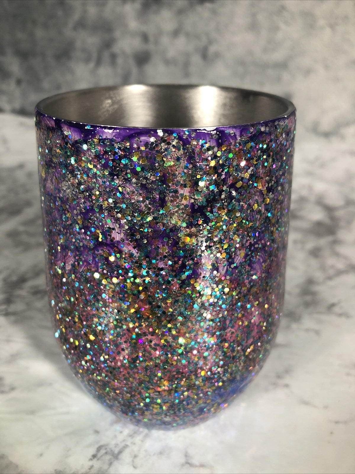 Wine Glass Handmade Stainless Steel Tumblr Custom Glitter With Design