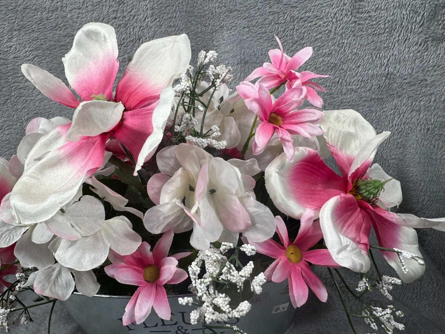 Spring & Summer Flower Arrangement Artificial Flower Pink & White Floral
