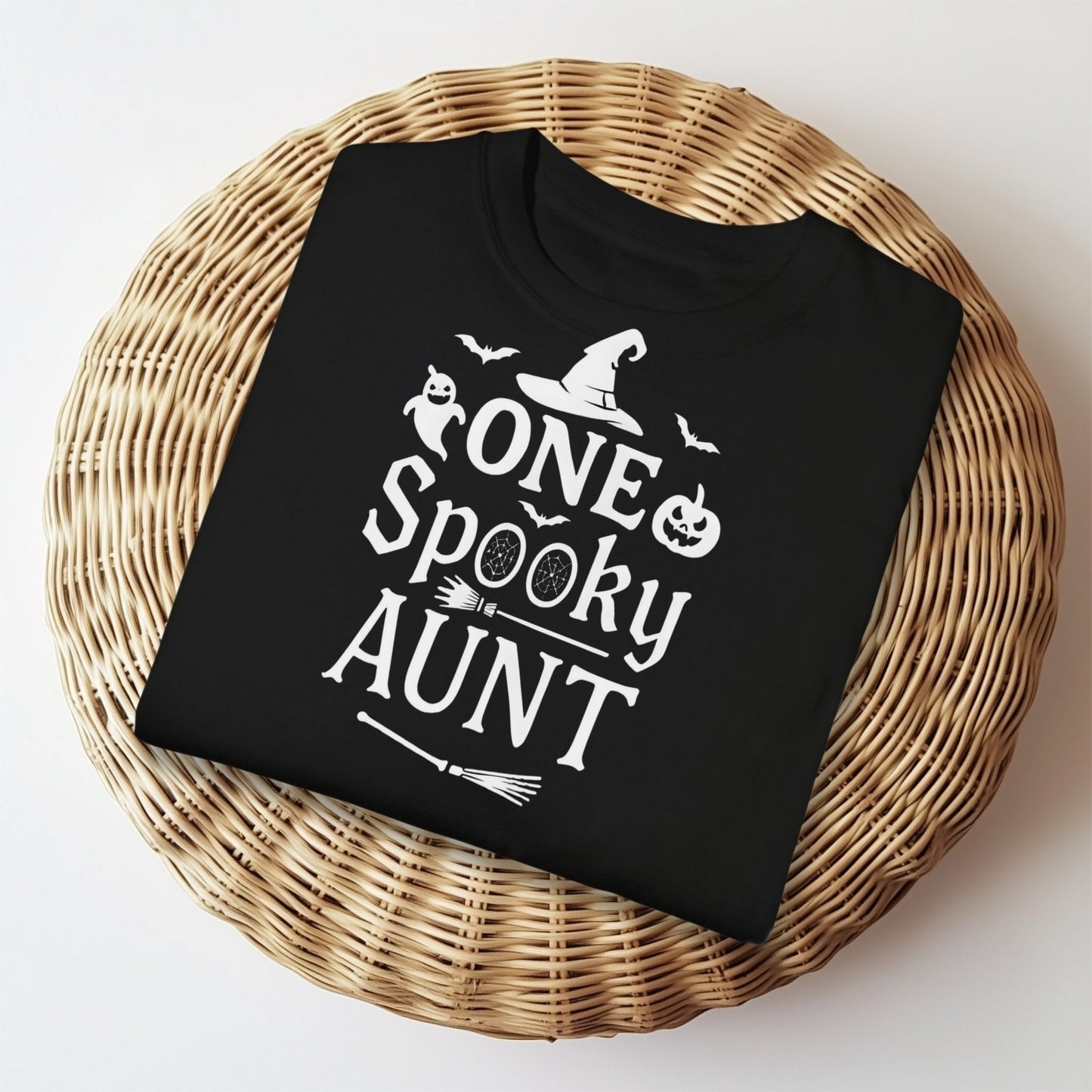Womans T Shirts One Spooky Aunt Shirt Halloween Top Cute Fall Halloween Gift