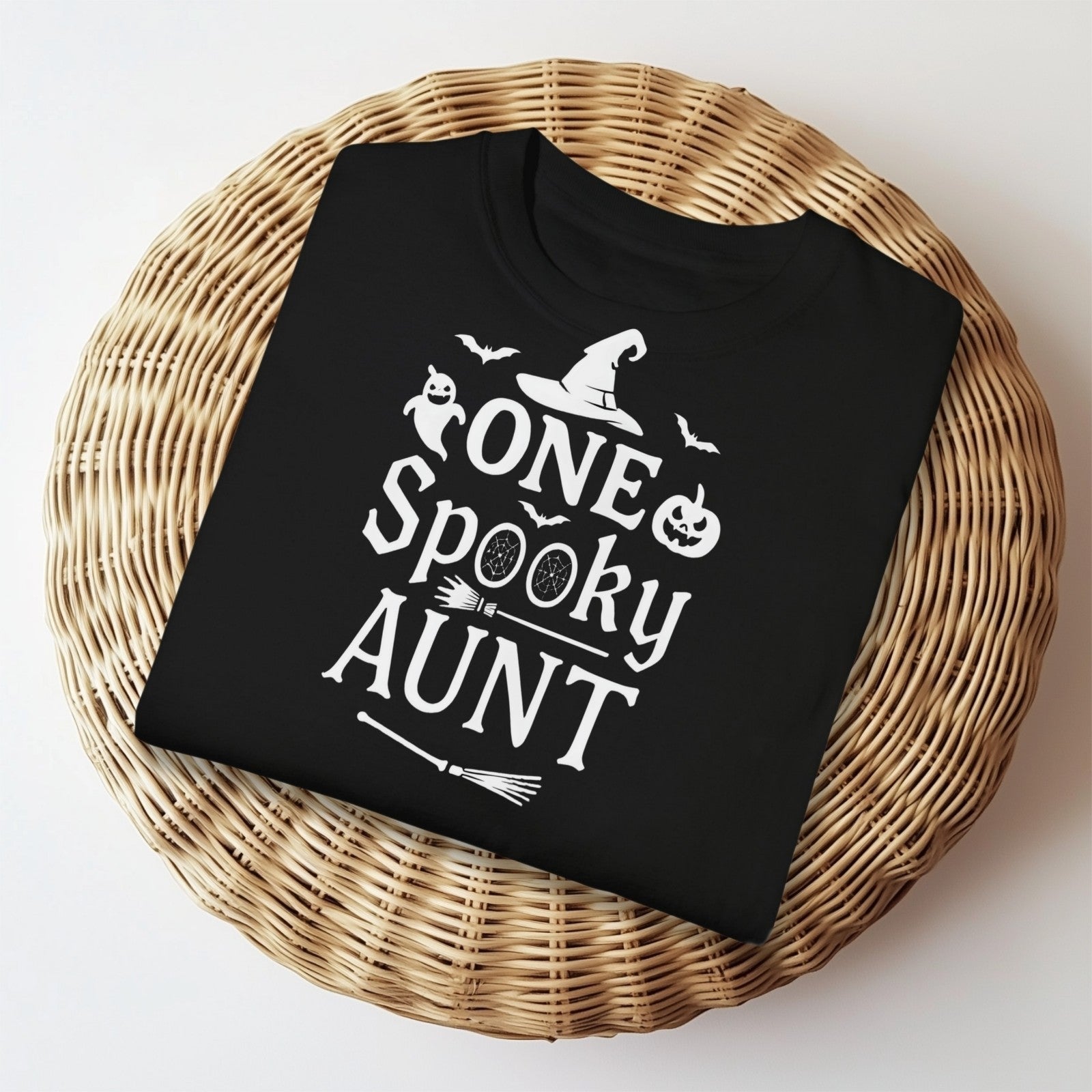 Womans T Shirts One Spooky Aunt Shirt Halloween Top Cute Fall Halloween Gift