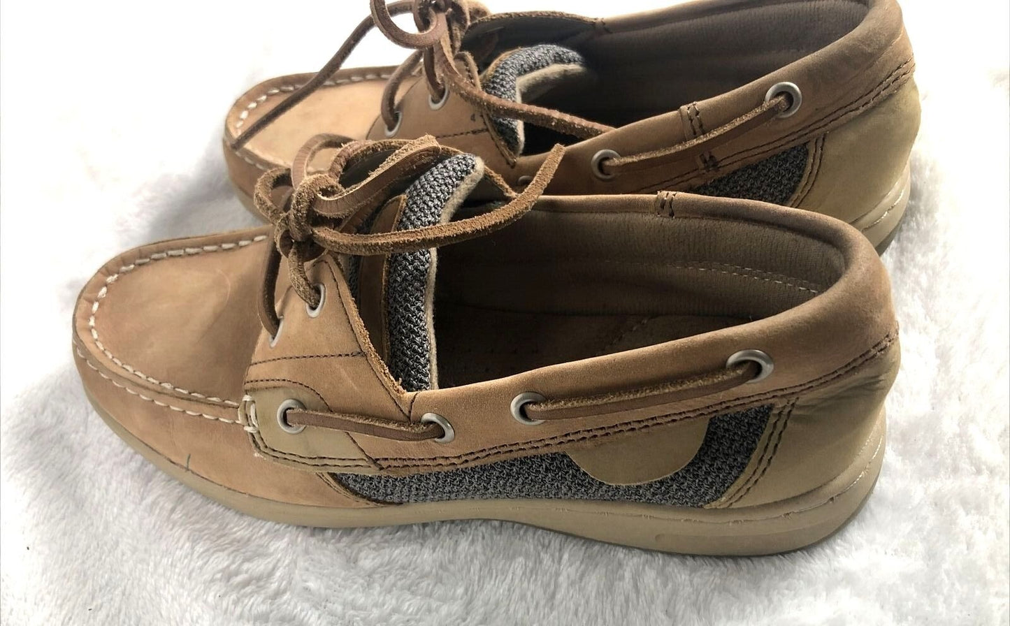Maui Island Womens Tan Shoes Leather Casual Boat Boat Shoes Size 6 M