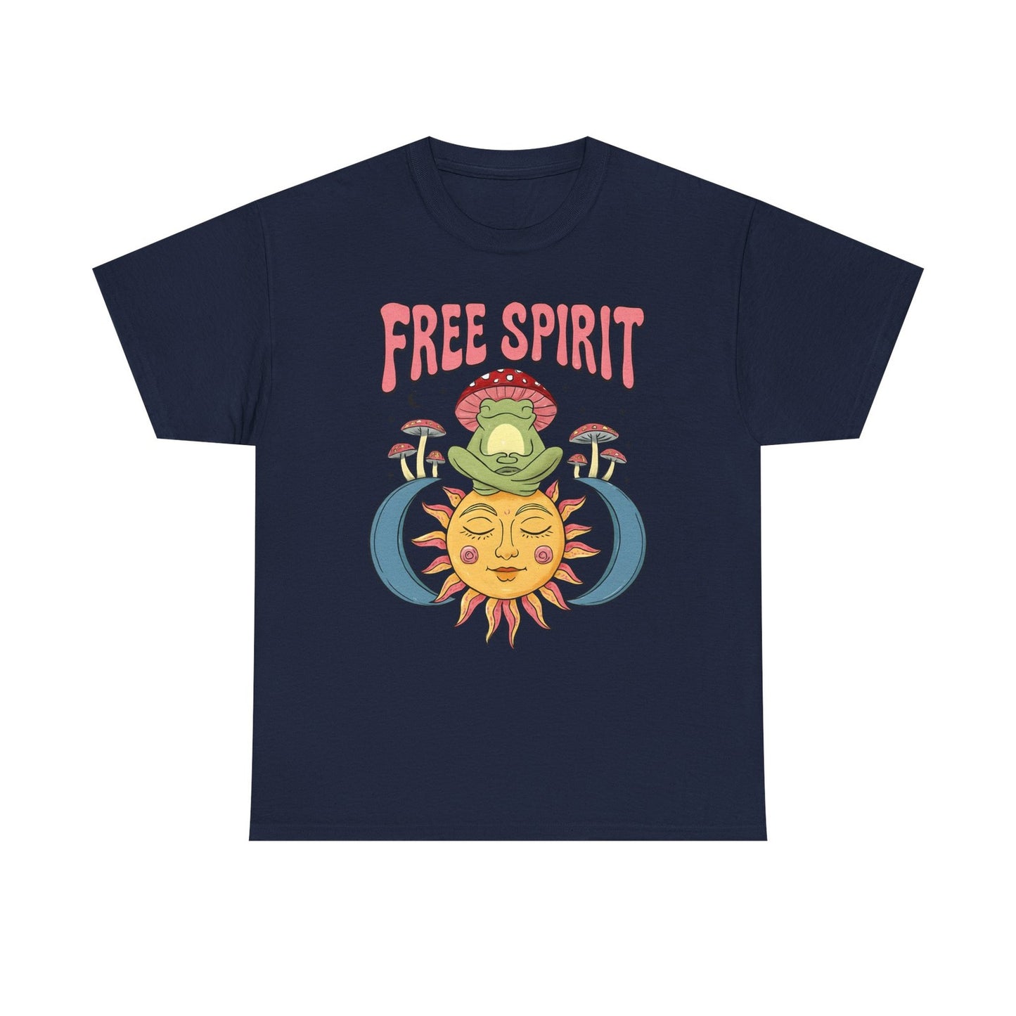 Womans T Shirt Retro Frog Mushroom Sun Groovy Free Spirit Hippie Tee 70's Shirt