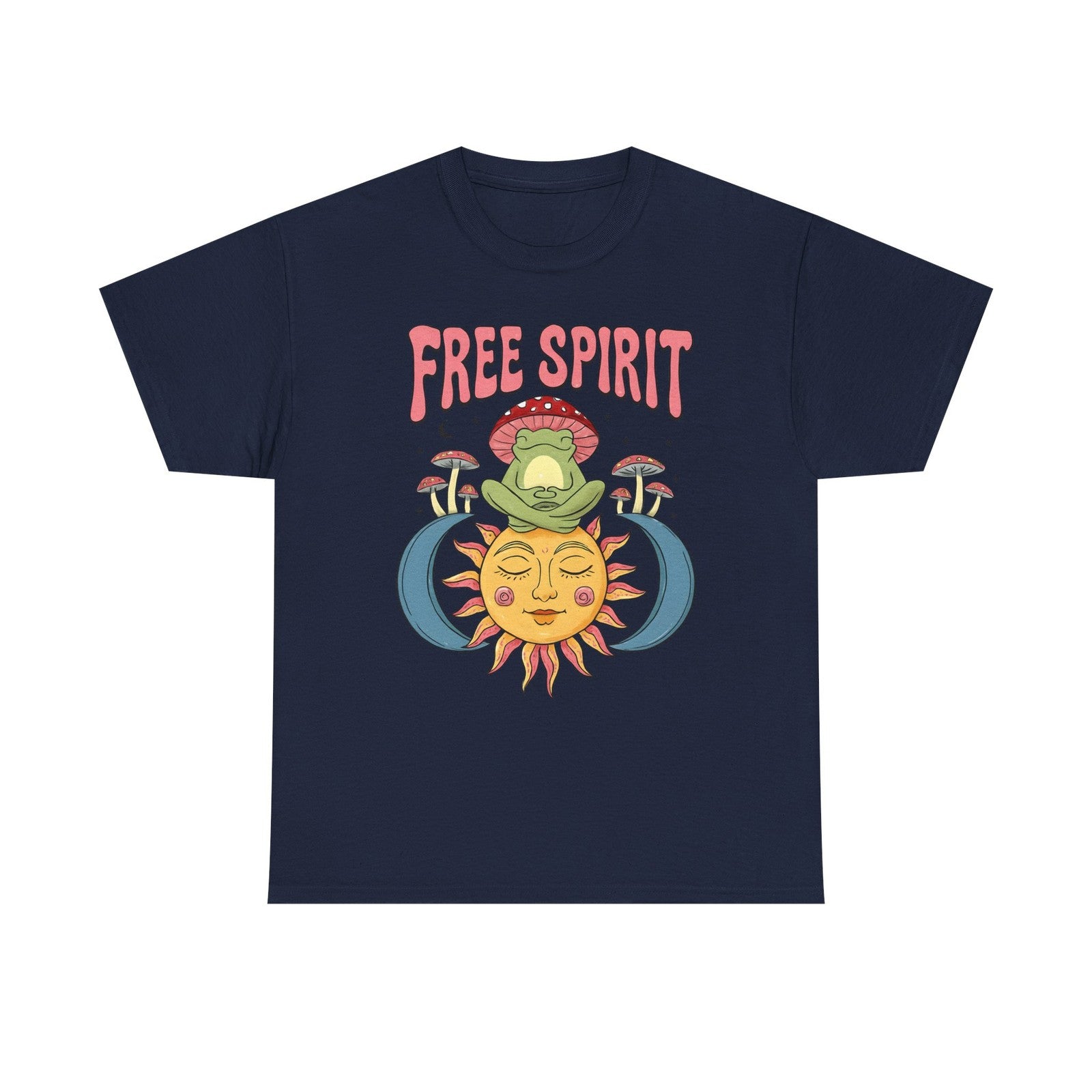 Womans T Shirt Retro Frog Mushroom Sun Groovy Free Spirit Hippie Tee 70's Shirt