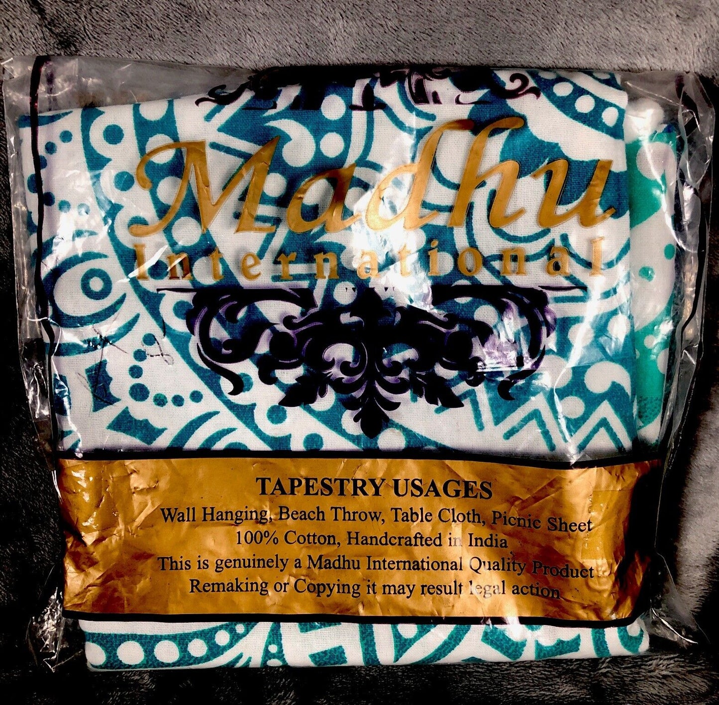 Madhu Tapestry Turquoise Blue/Green Ombre Hippie Mandala 32” Round Cushion Cover