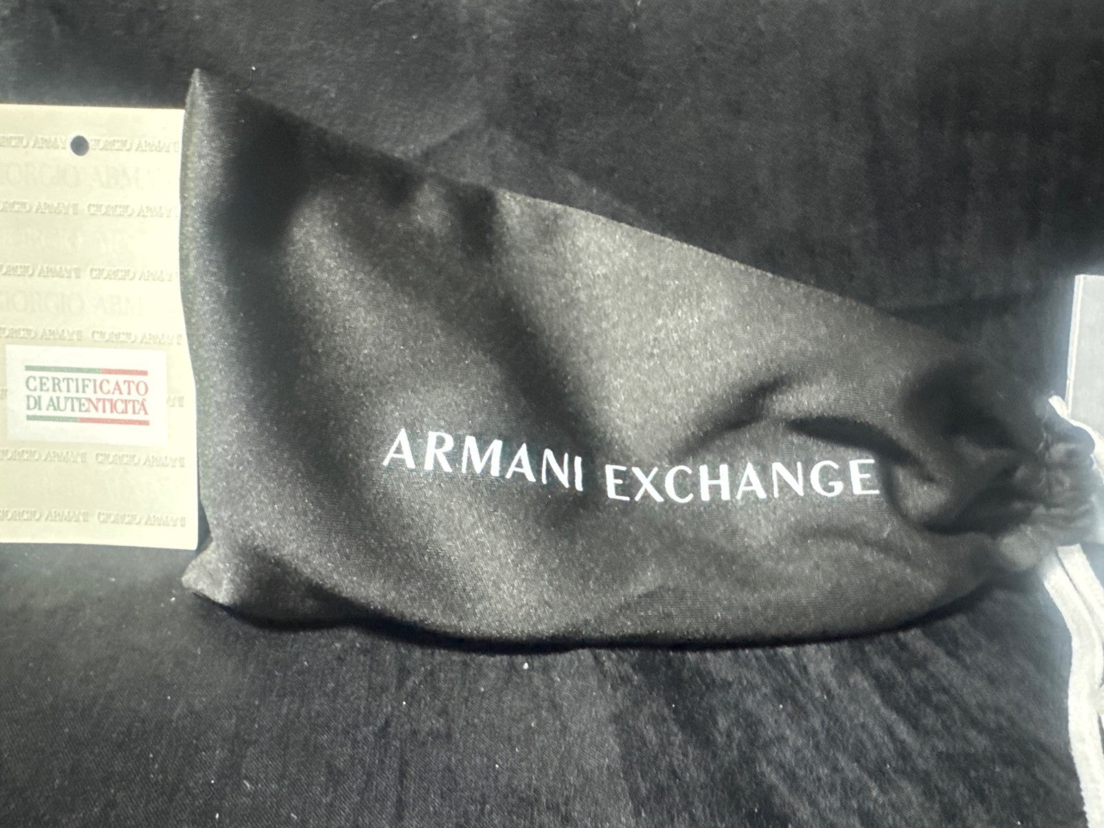 AX Armani Exchange Matte Black Demo Lens Eyeglasses With Case & Certificate Of A