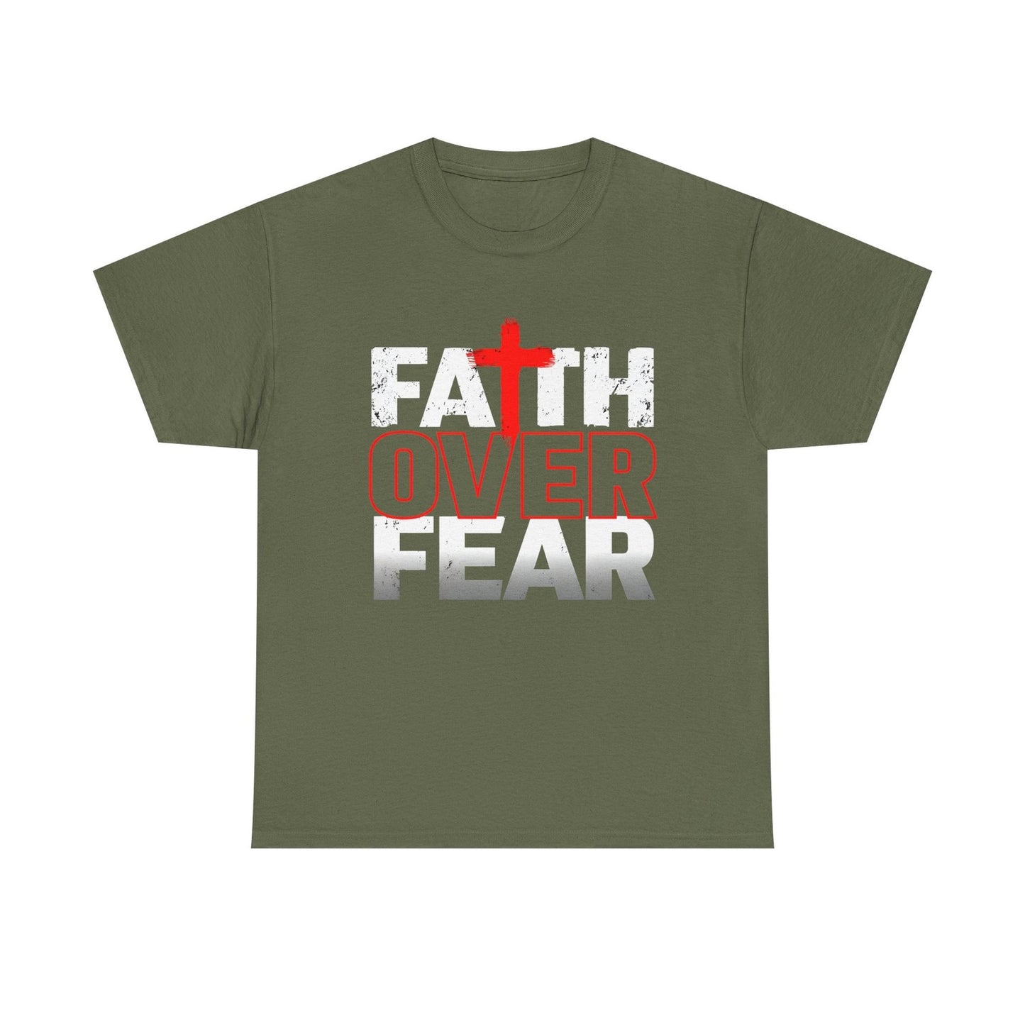Womans T Shirt Faith Over Fear Christian Shirt, Jesus Bible Verse Religious Top