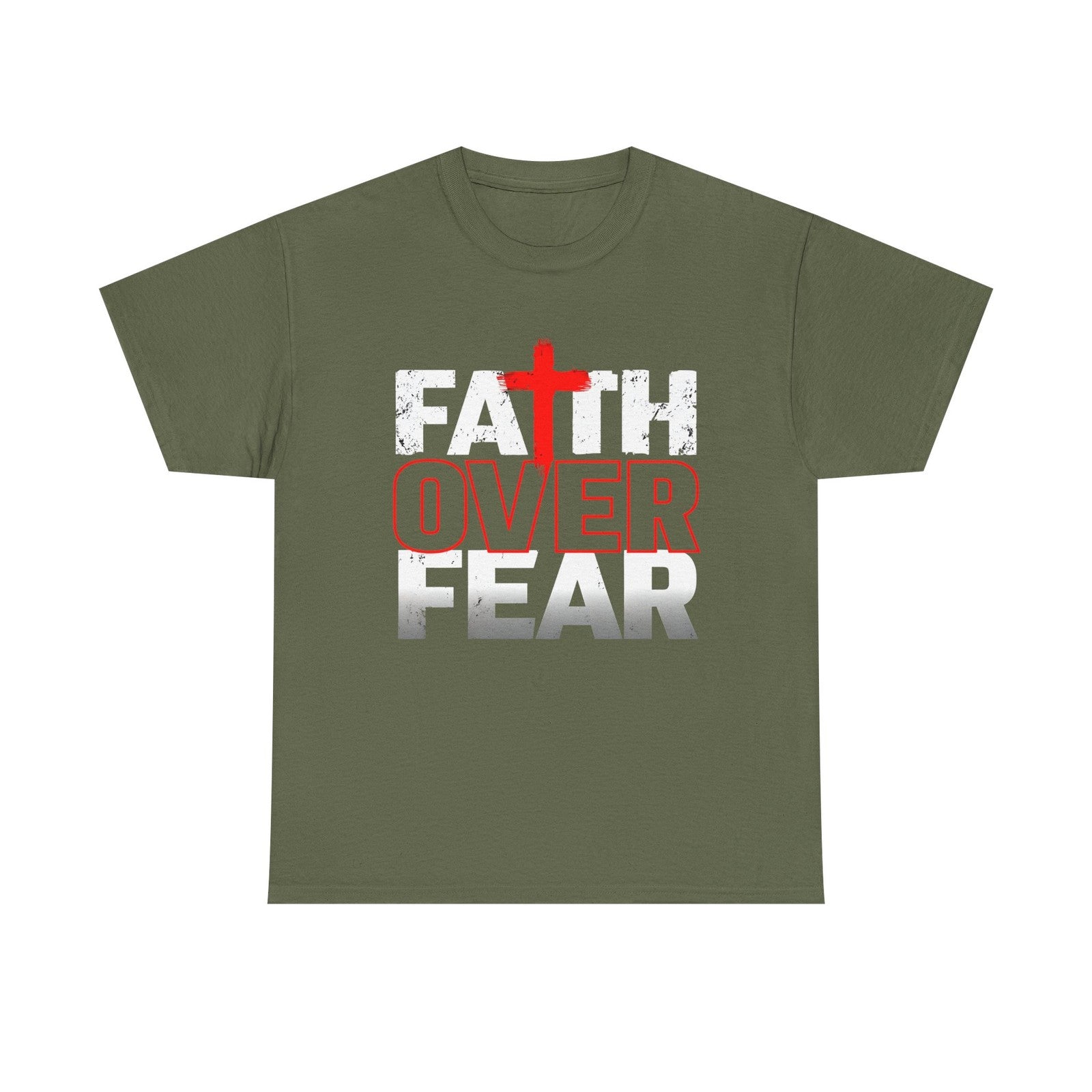 Womans T Shirt Faith Over Fear Christian Shirt, Jesus Bible Verse Religious Top