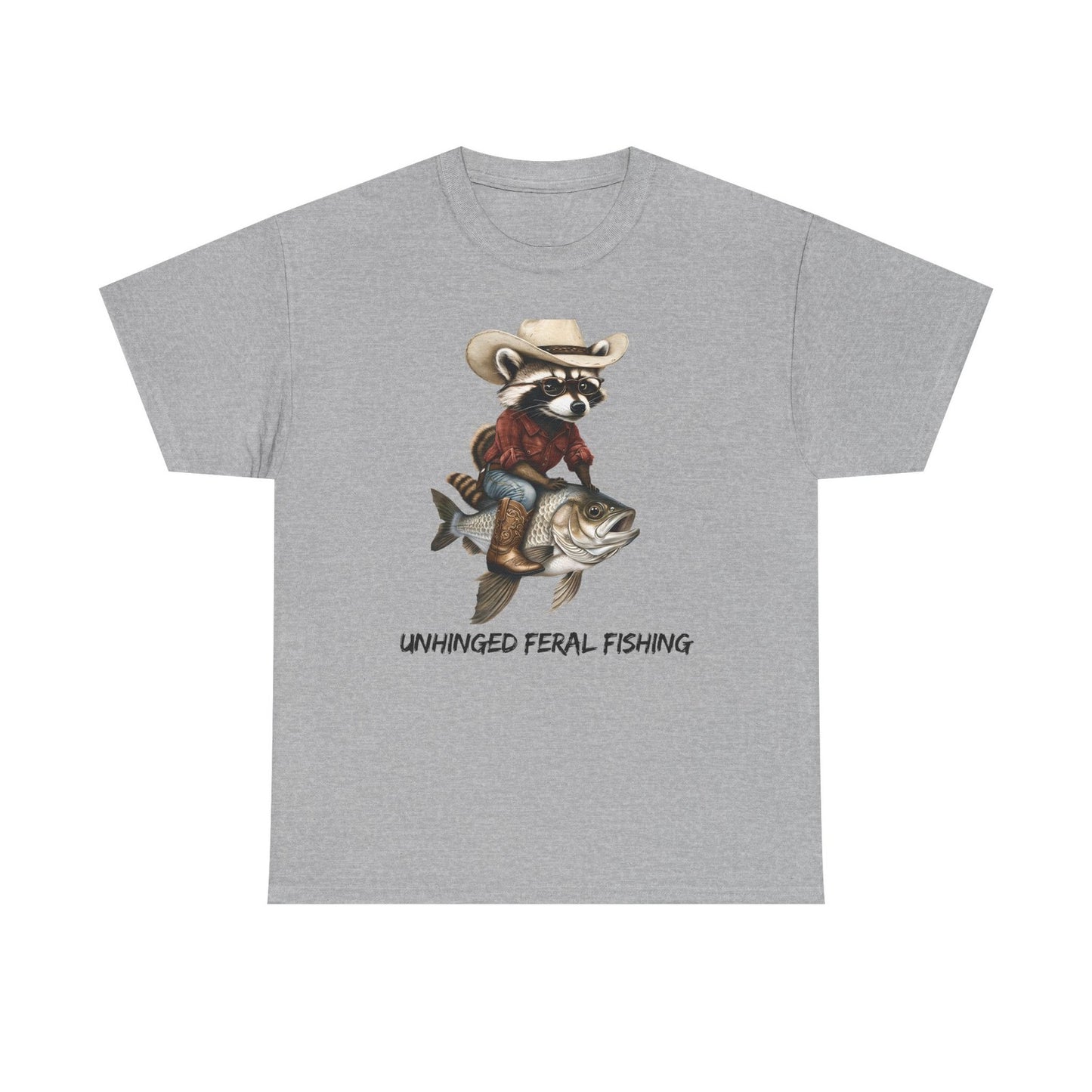 Womans T Shirt Feral Fishing Cowboy Raccoon Riding Tee Funny Western Humor Top