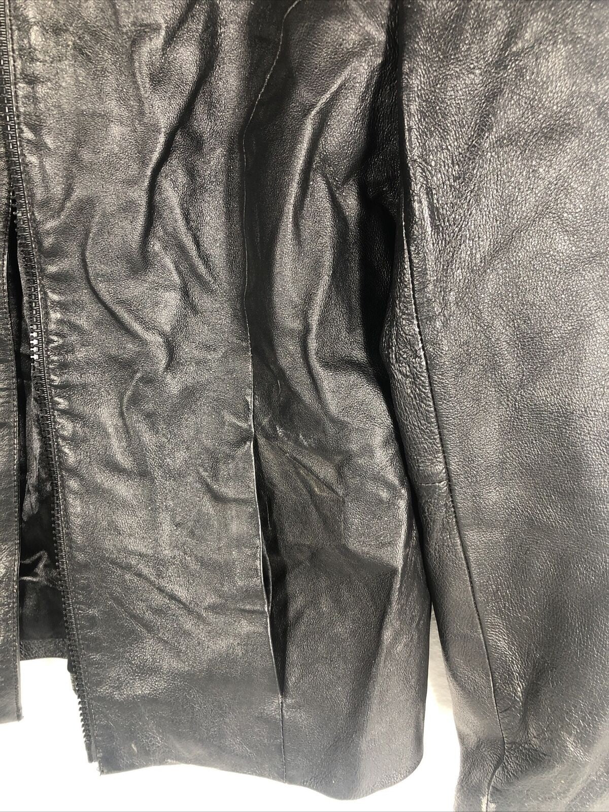 Vintage Clio Petites Black Leather Jacket Size 4 Women’s 100% Leather Moto Style