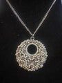 Silver Paparazzi Necklace & Earrings Set With Circular Pendant & Pearl Accents