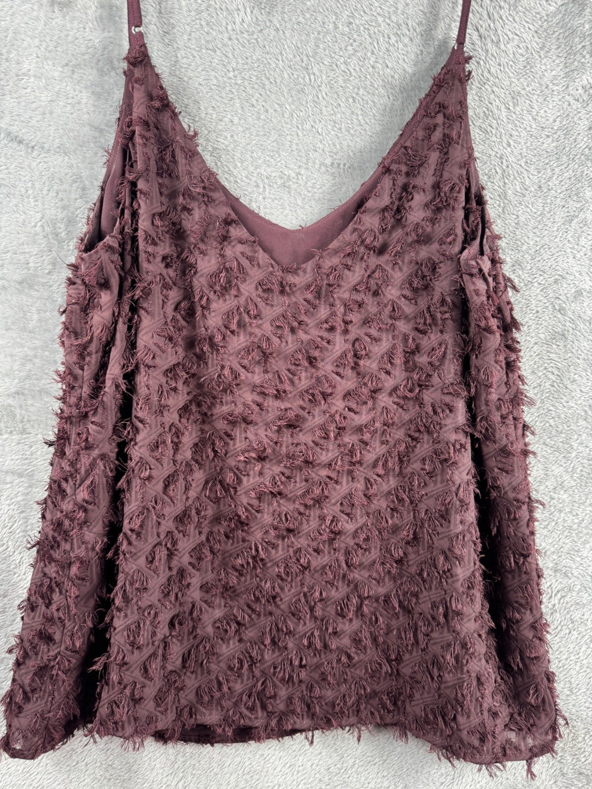 1.State Burgundy Textured Sleeveless V-Neck Tank Top Womens M