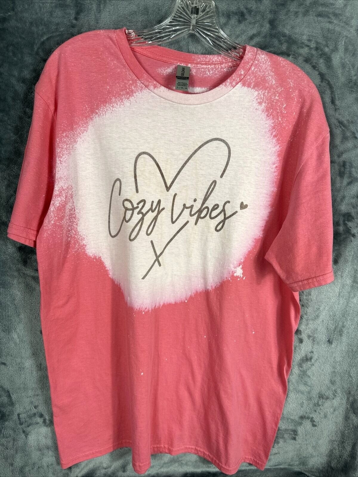 Women’s T-shirt Cozy Vibes Bleached Pink Soft & Comfy Size Adult Large