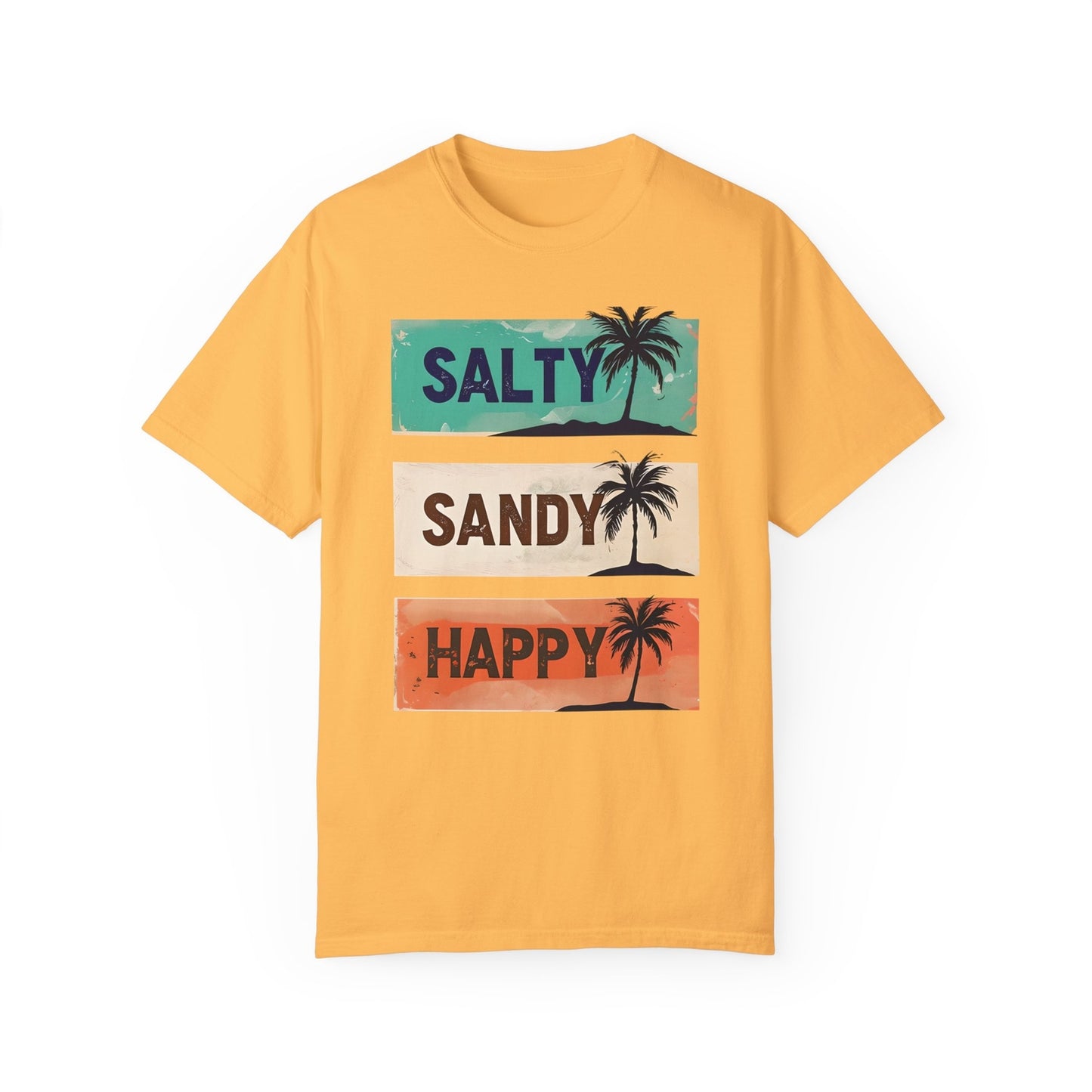 Womans Summer T Shirt Salty Sandy Happy Palm Tree Shirt Beachwear S-2XL