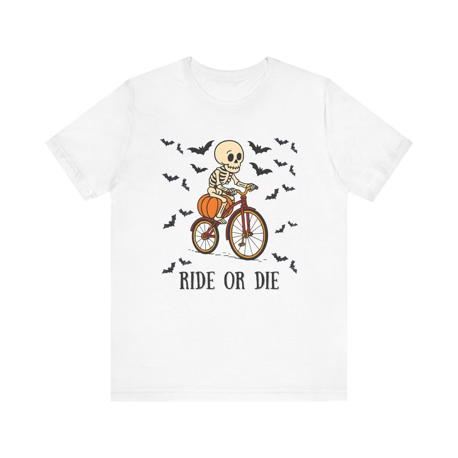 Womans Halloween T Shirt Bone to Ride Shirt  Skeleton on a Bike Skull Funny Tee