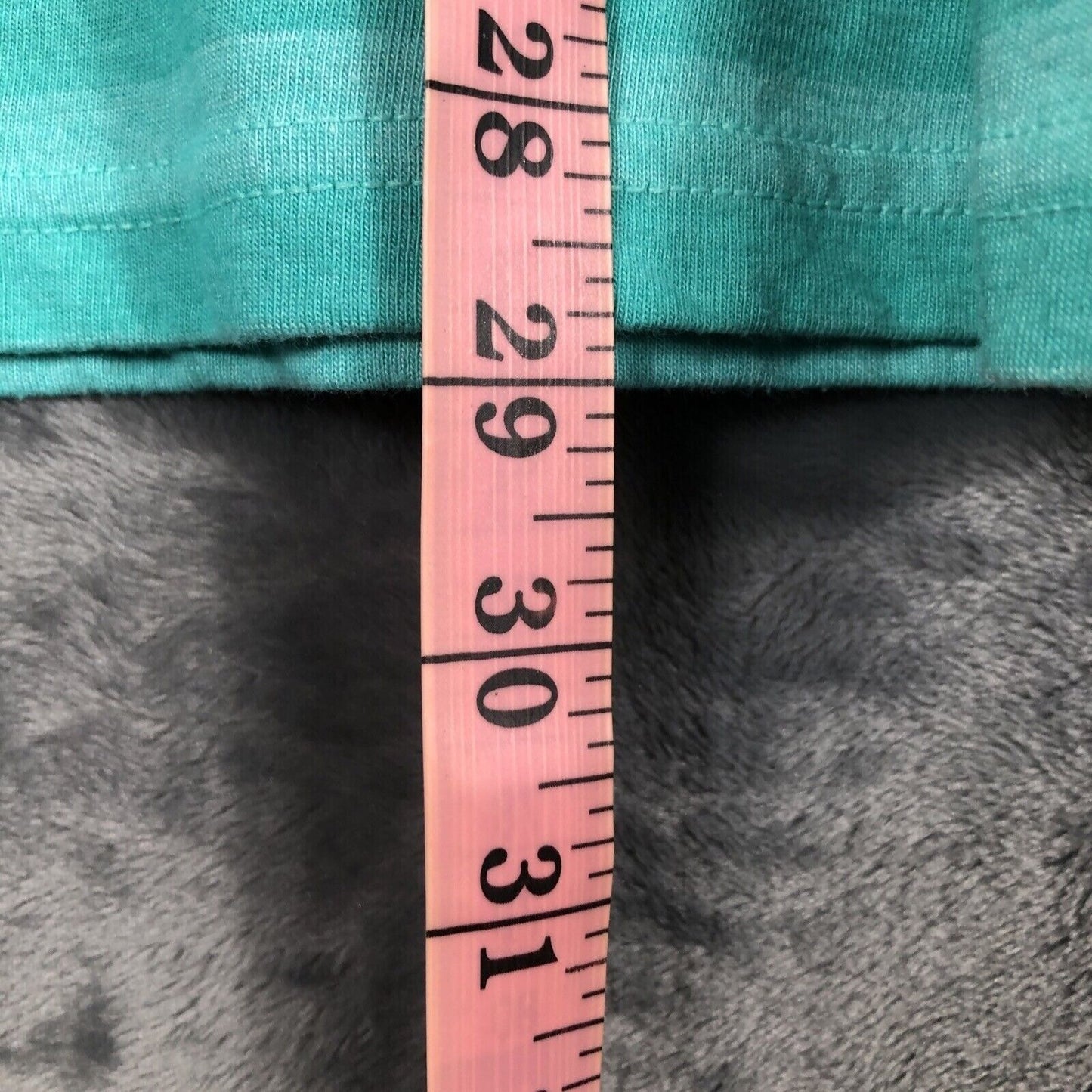 Foot Locker Mens Large Teal V-Neck Striped Short Sleeve Shirt 50% Cotton 50% Pol