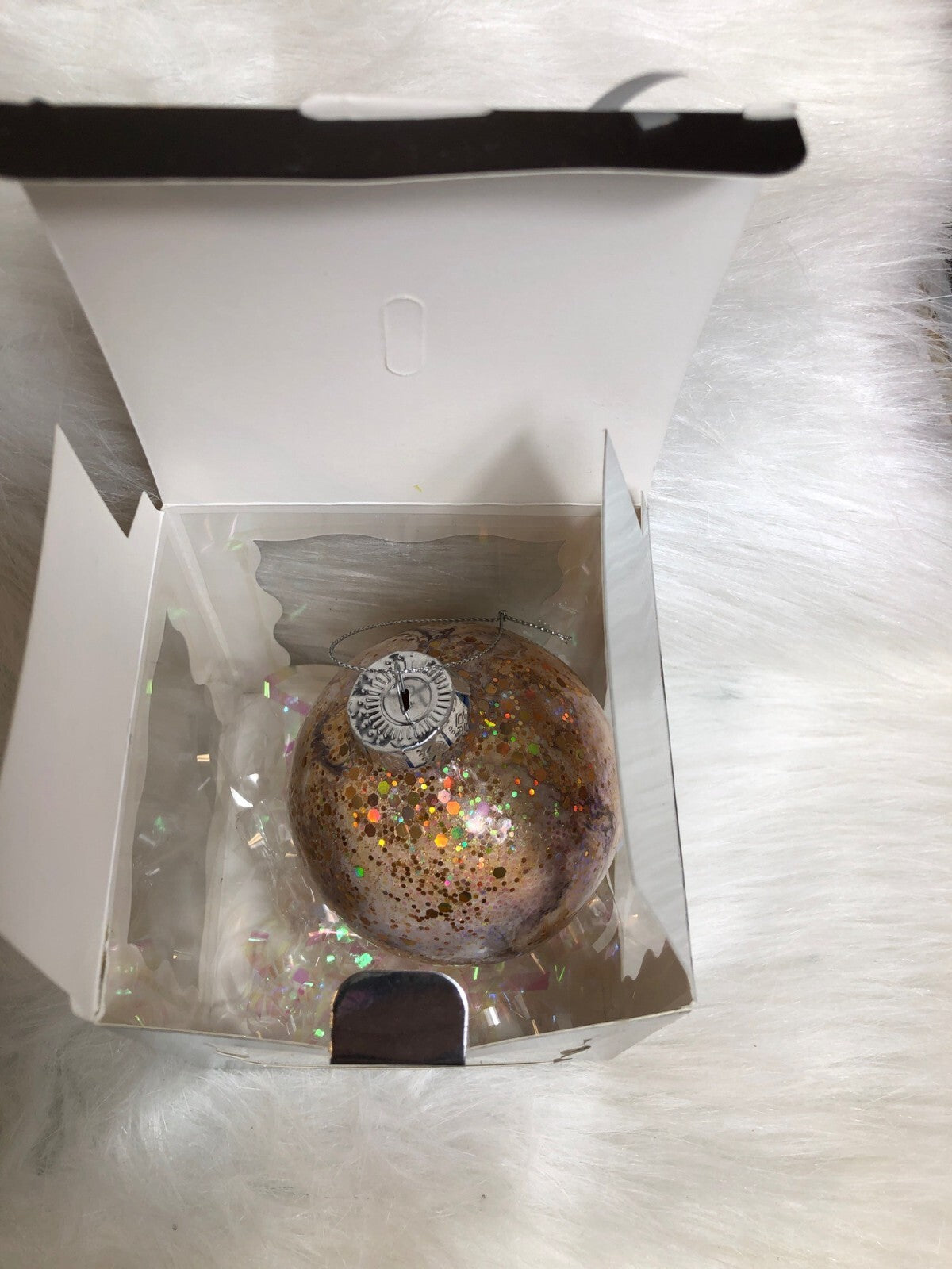 Handmade Glitter Swirl Glass Christmas Ornament
