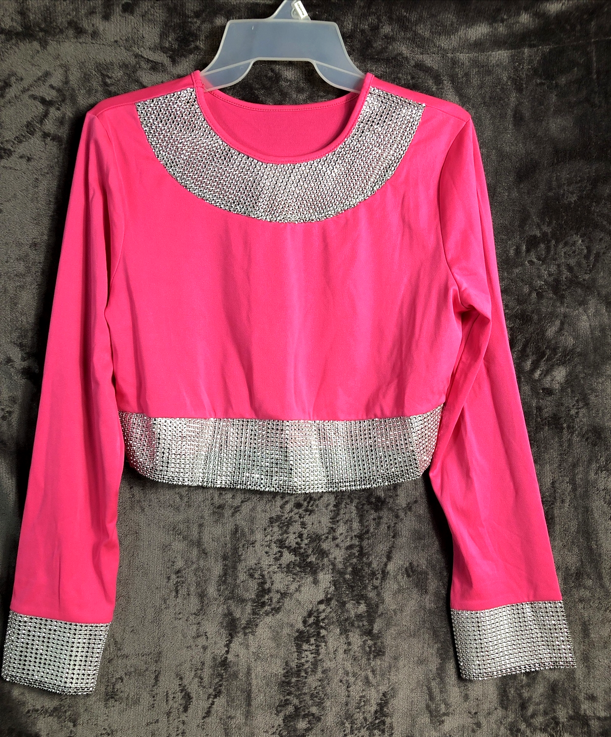 Womans 2 Peace Set Hot Pink Sliver Sparkle Size XL Spandex Club Dance Nitelife