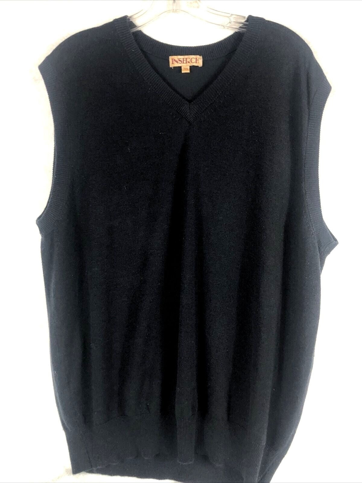 Mens Insrch 2XL Black Sleeveless V-Neck Sweater Vest