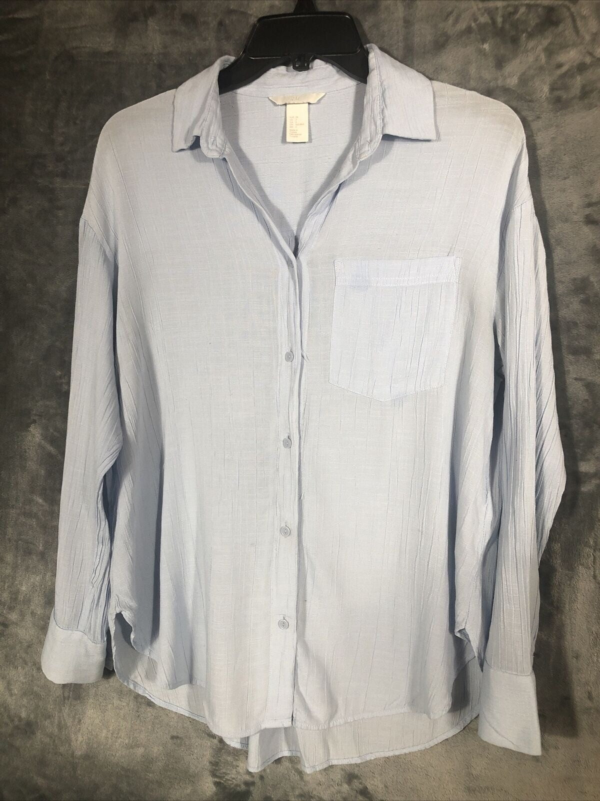 H&M Light Blue Womens Long Sleeve Button-Up Shirt Size 2