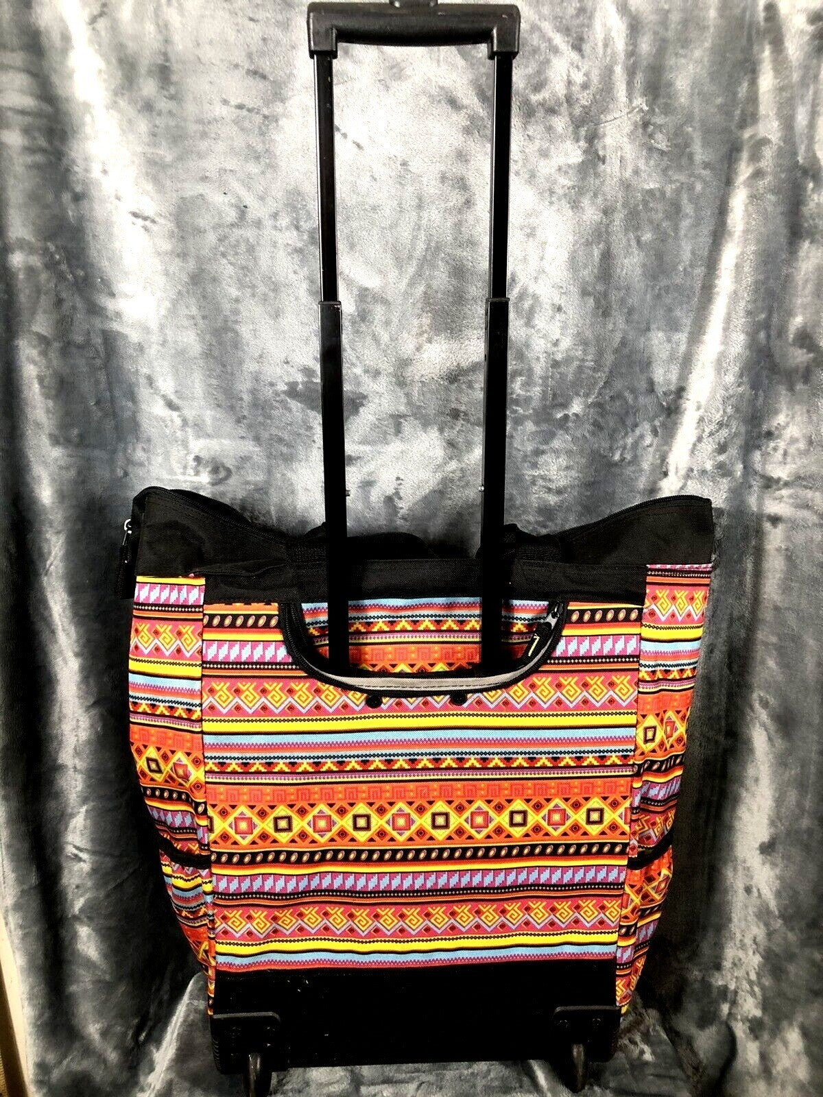 Dadamo Rolling Travel Bag With Aztec Print & Retractable Handle
