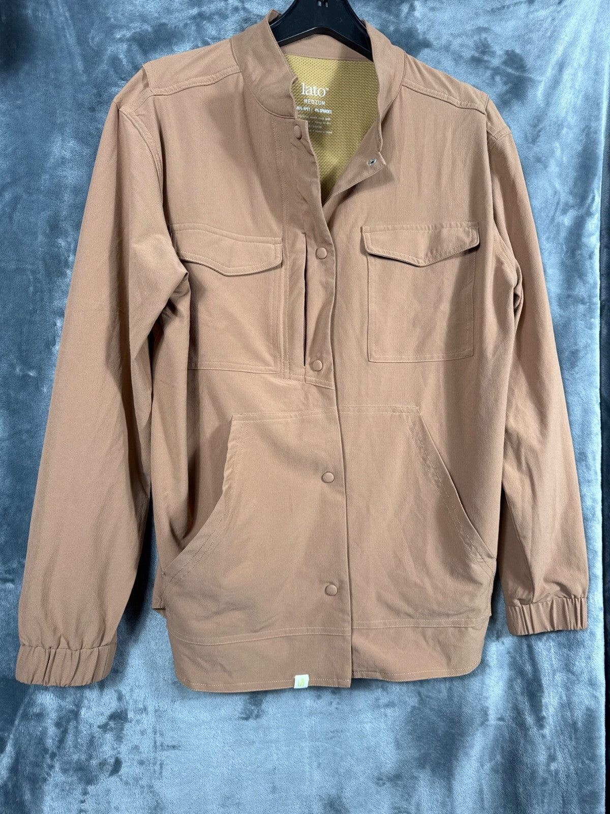 Lato Mens Brown Jacket Rpet/Spandex With Snap Closures & Elastic Cuffs