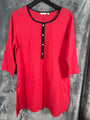 Max Red Dotted Tunic Top With Black Trim & Button Placket XL