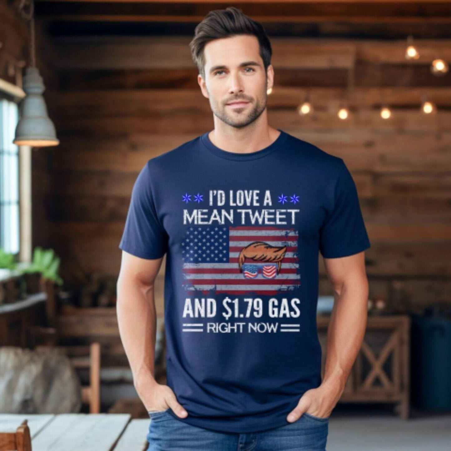 Trump 2024 T Shirt Woman's I'd Love A Mean Tweet Right Now Men's Trump Shirt