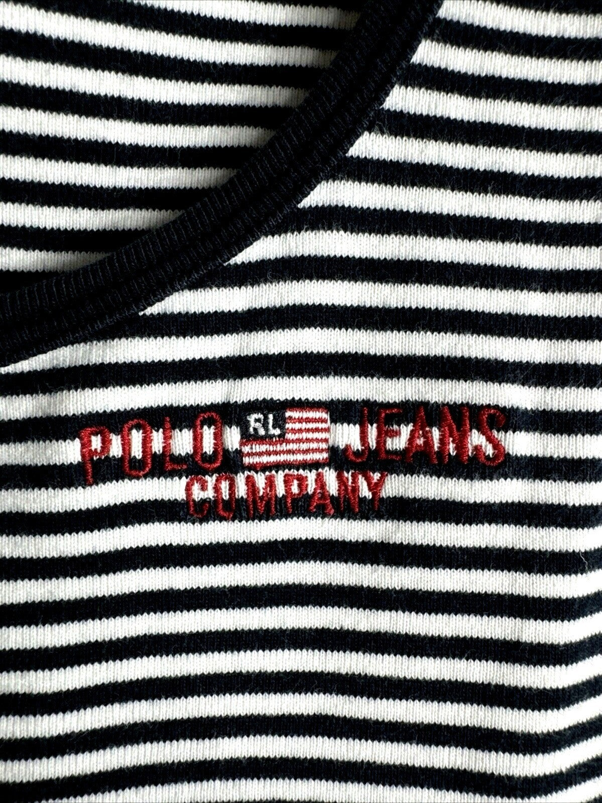 Polo Jeans Co. Woman's Ralph Lauren Black & White Striped Tank Top L 100% Cotton