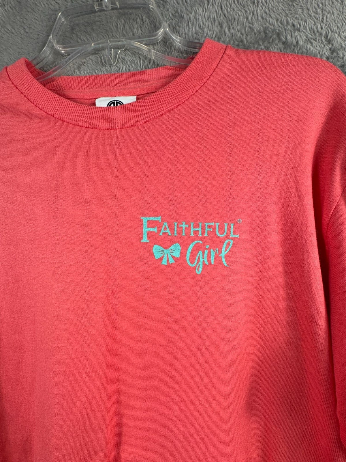 Simply Southern Womens Shirt Faithful Girl Long Sleeve T-Shirt Coral Medium