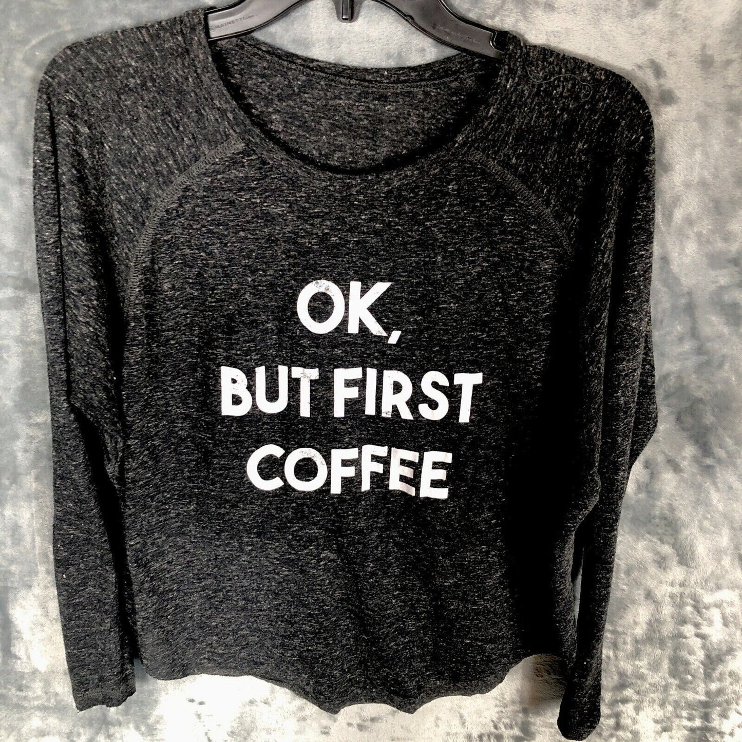 Womans Funny Coffee T Shirt "Ok But First Coffee" Shirt Womens Long Sleeve Top