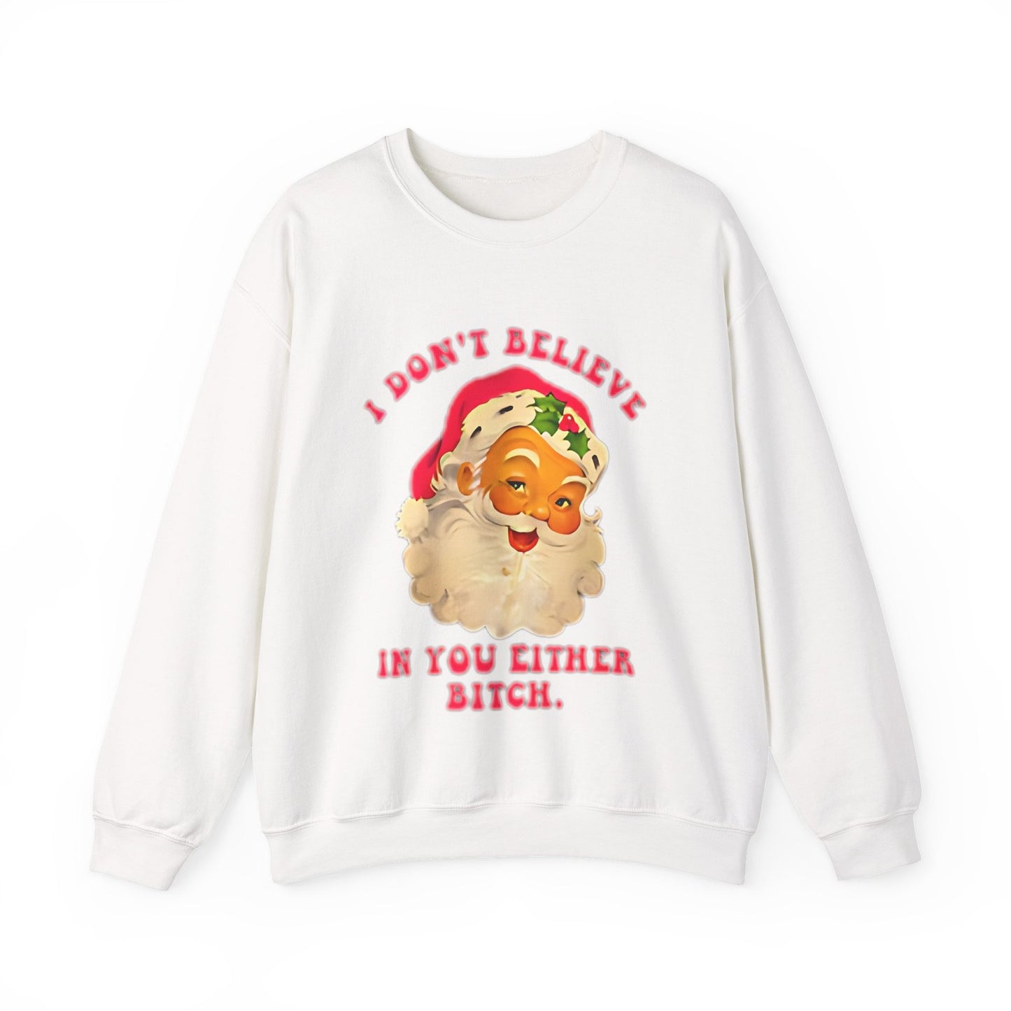Womans Funny Christmas Sweatshirt Sarcastic Santa Top Festive Naughty Pullover 
