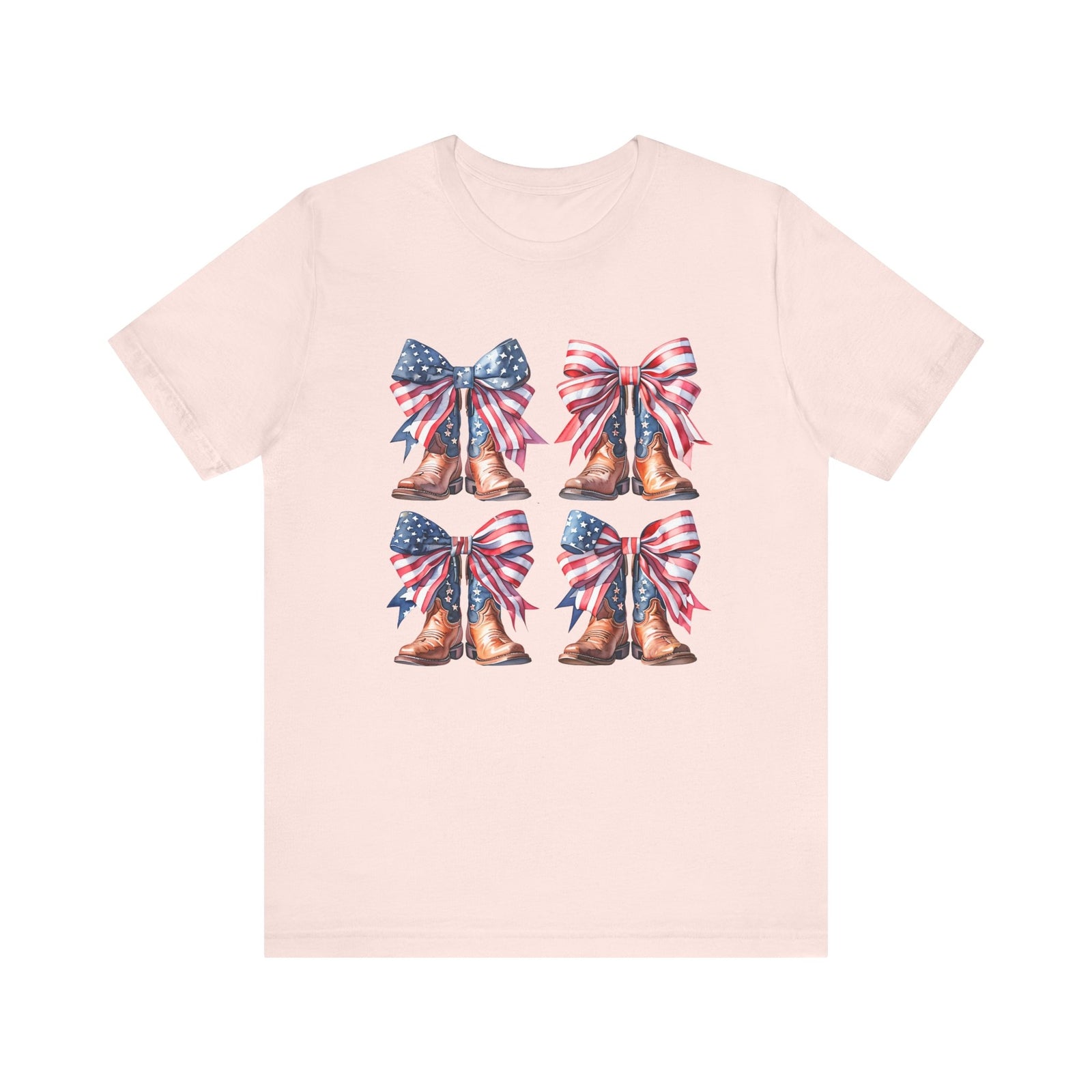 Womans T Shirt 4th of July American Flag Cowgirl Coquette Boots Top