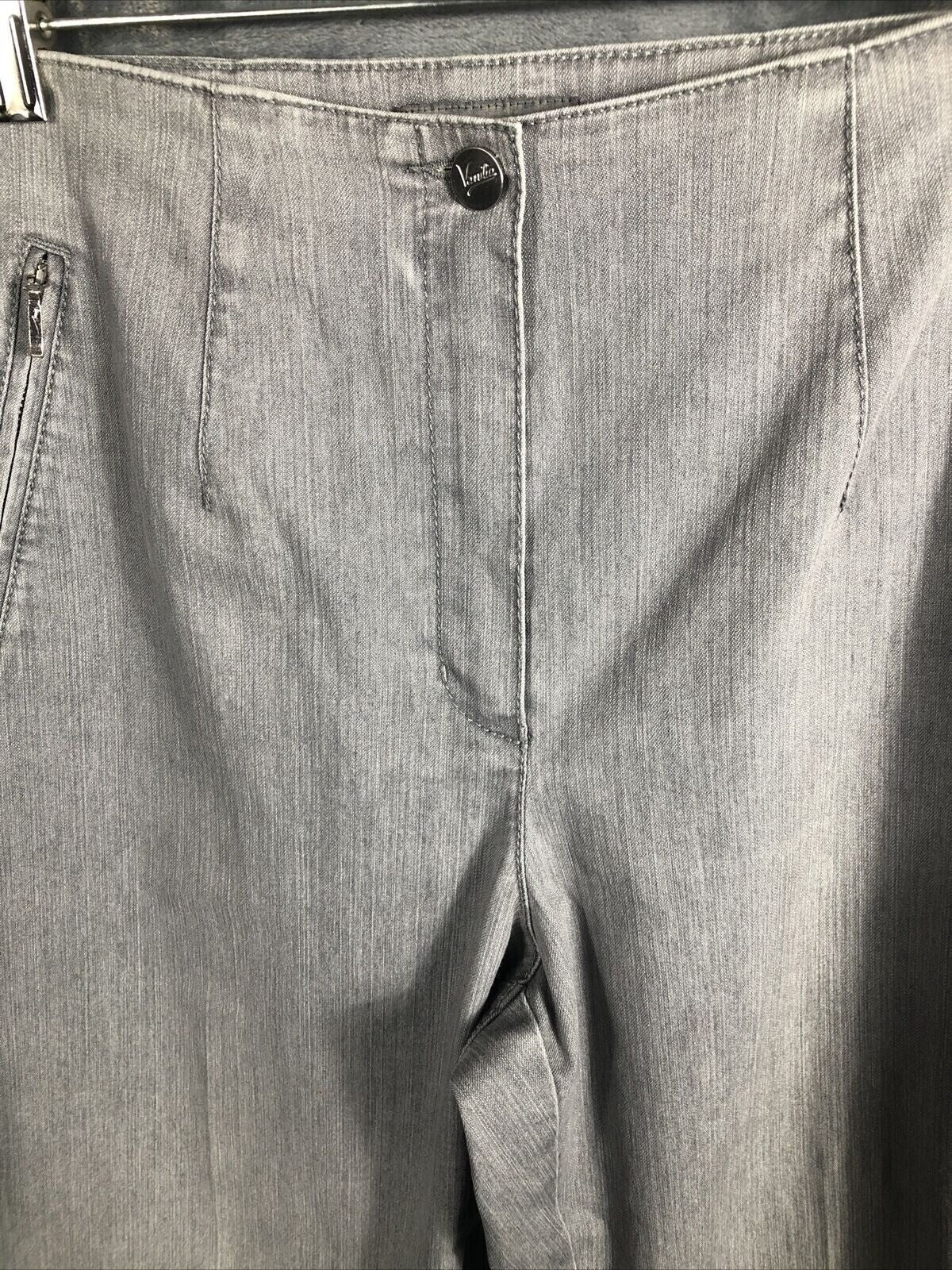 Jacky Vanilia Becky Woman's Gray Denim Trouser Pants Size 14 With Zip
