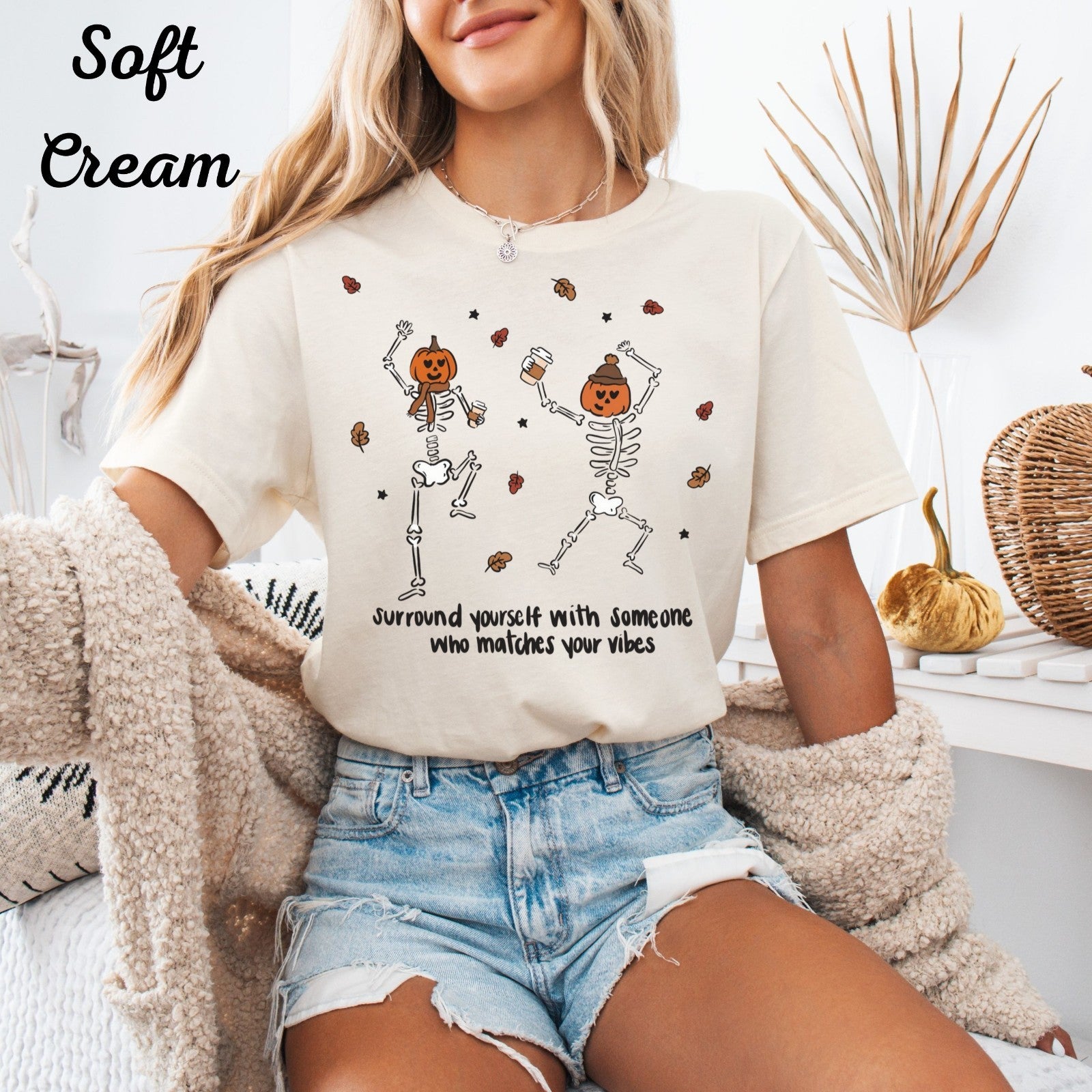 Womans Halloween T Shirt Surround Yourself With Someone Who Matches Your Vibes