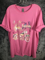Vintage Womans T Shirt Survivors Pink Graphic Tee With Wolf & Motorcycle Design