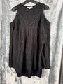 Kate & Mallory Womens Black Cold Shoulder Knit Sweater Size 1X