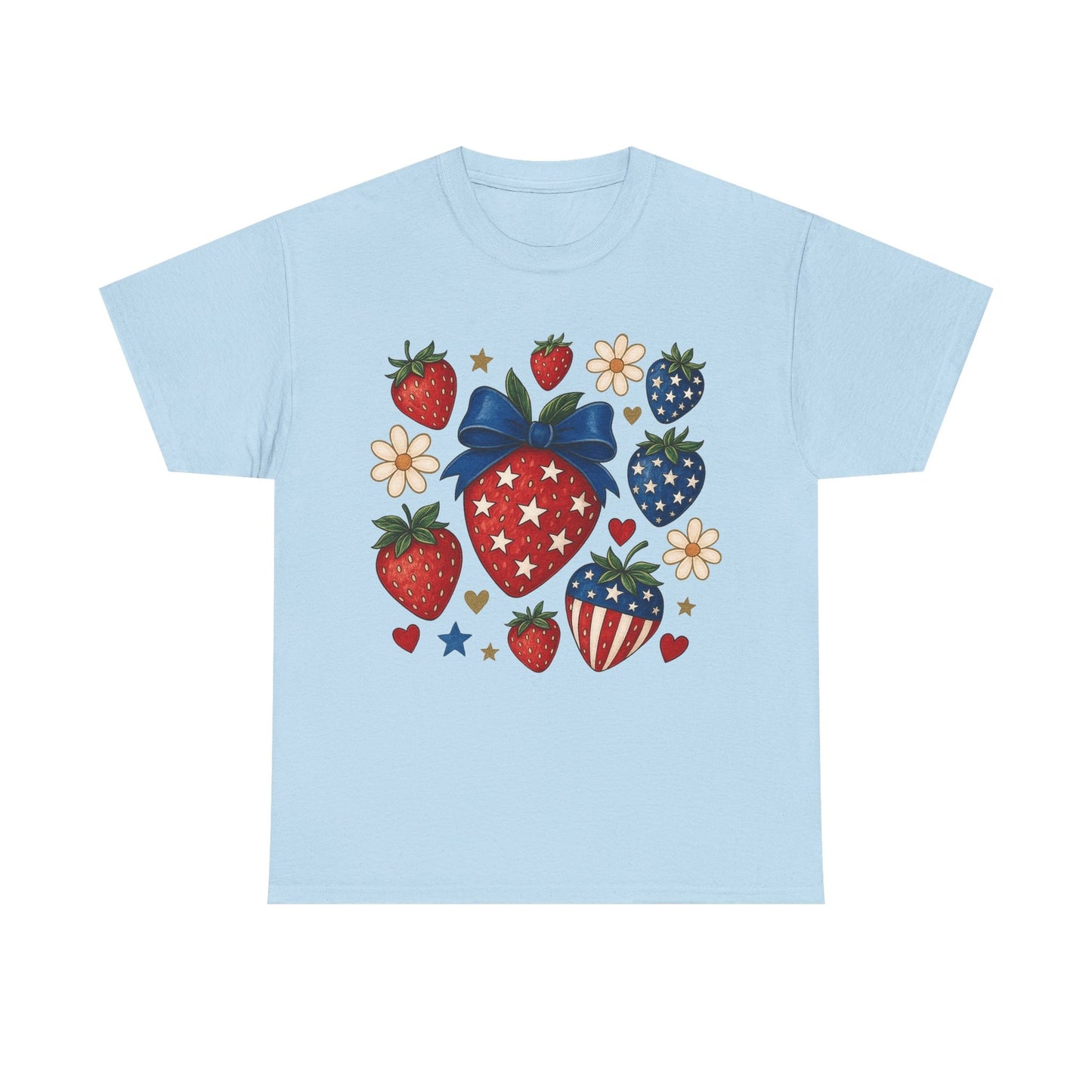 Womens Shirt 4th of July Strawberry & Croquet T-Shirt Patriotic Independence Day