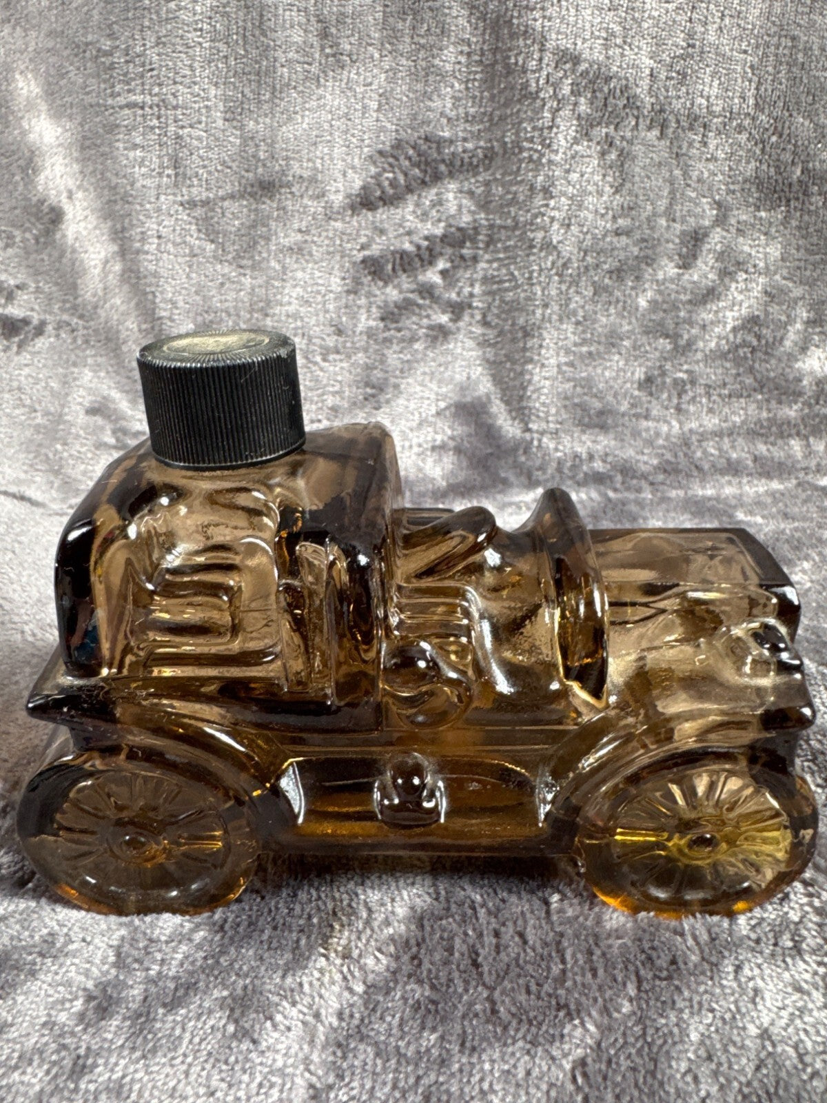 Vintage Avon Glass Car Decanter With Black Plastic Top