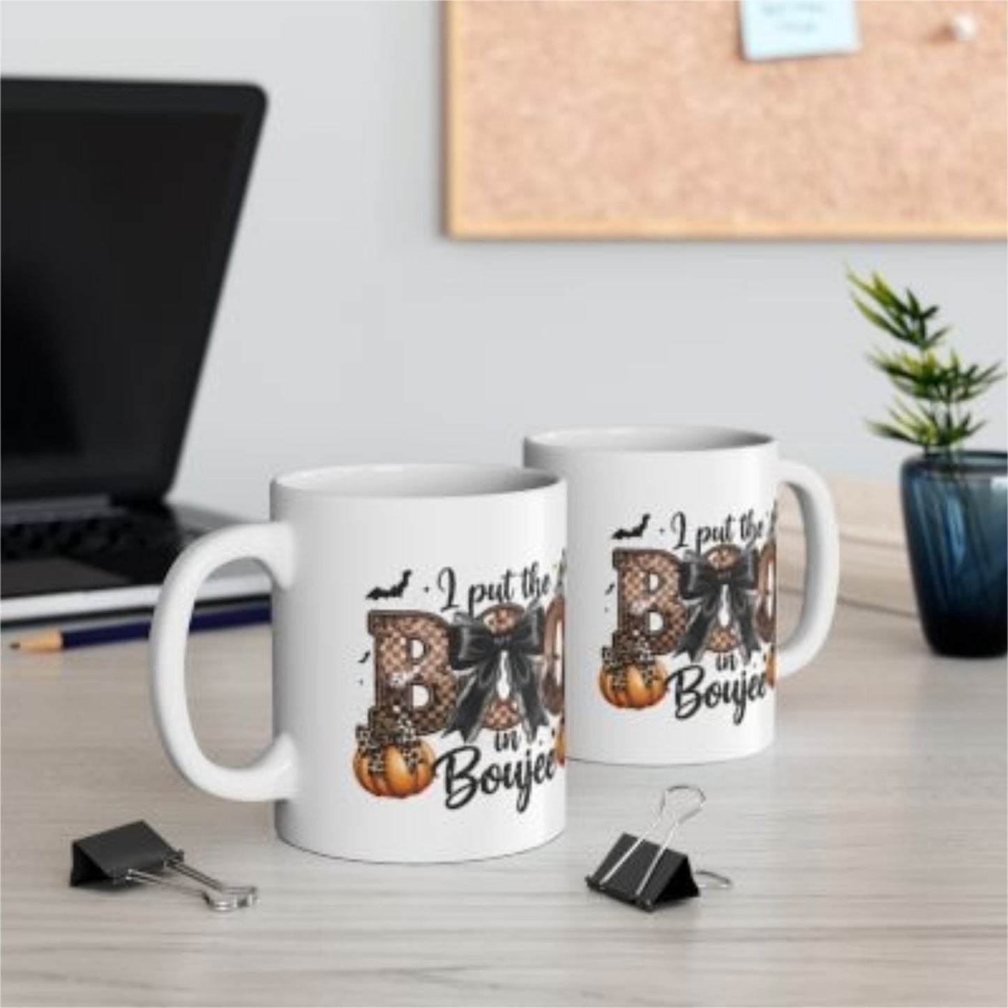 Halloween Coffee Cup Ceramic Mug I Put The Boo in Boujee Cute Fall Pumpkin Gift