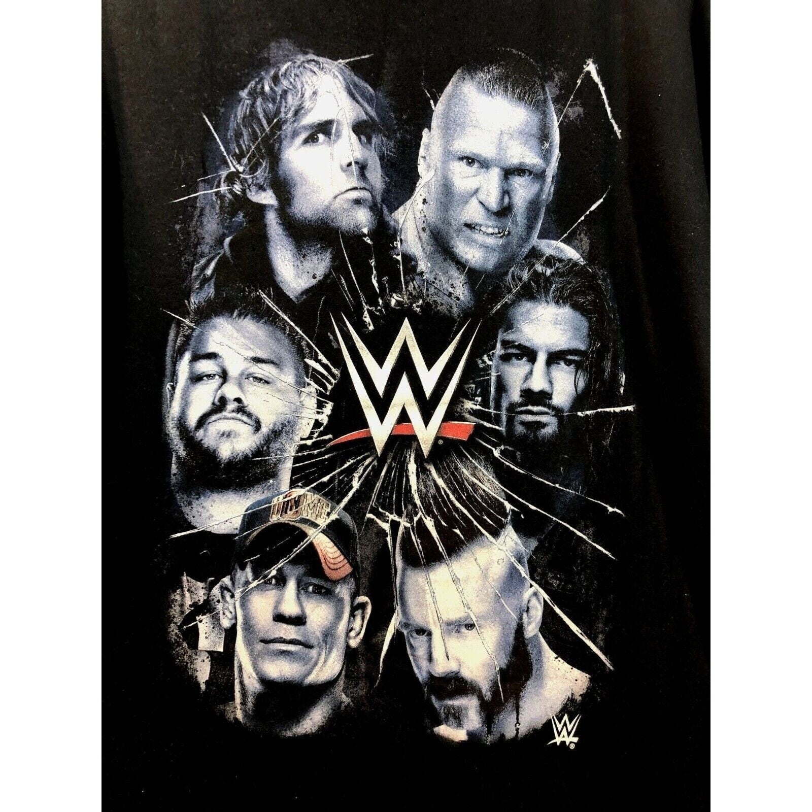 WWE Mens Superstars Black T-Shirt Large 100% Cotton Graphic Tee