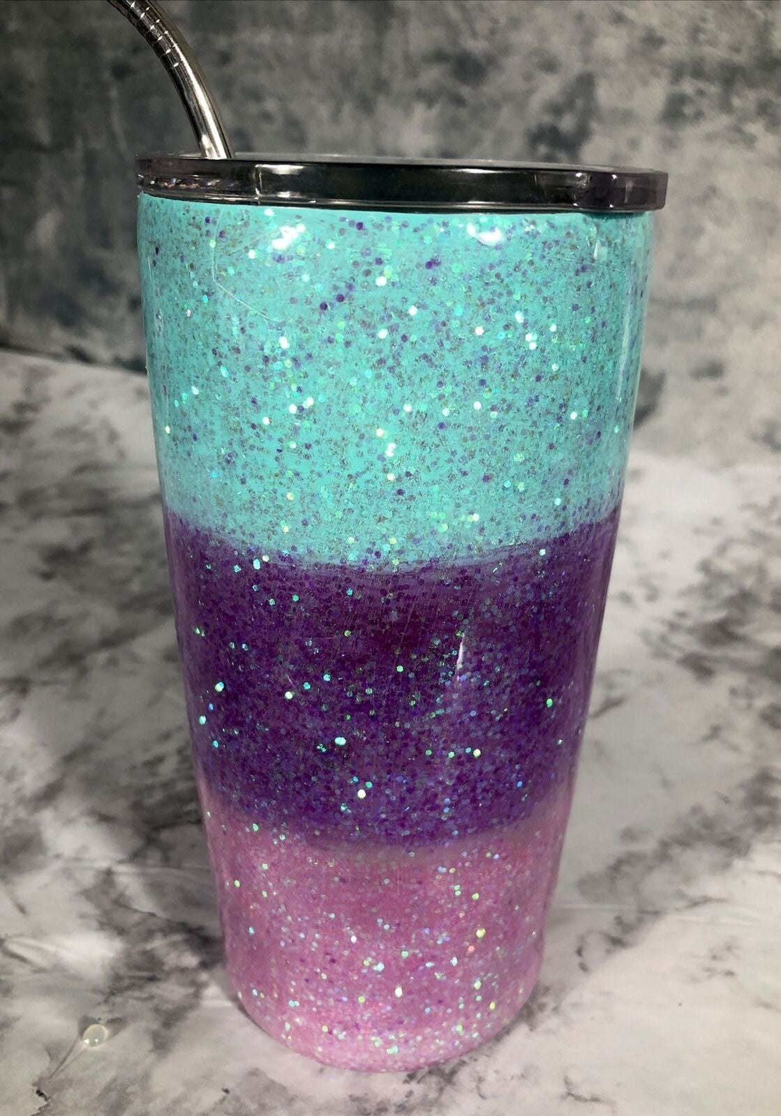 Stainless Steel Alcohol Ink Tumbler 20 oz Lid And Straw