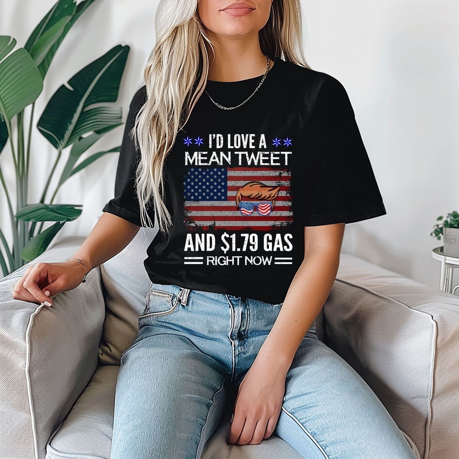 Trump Shirt Woman's Fun I'd Love a Mean Tweet Men's T Shirt Republican FJB