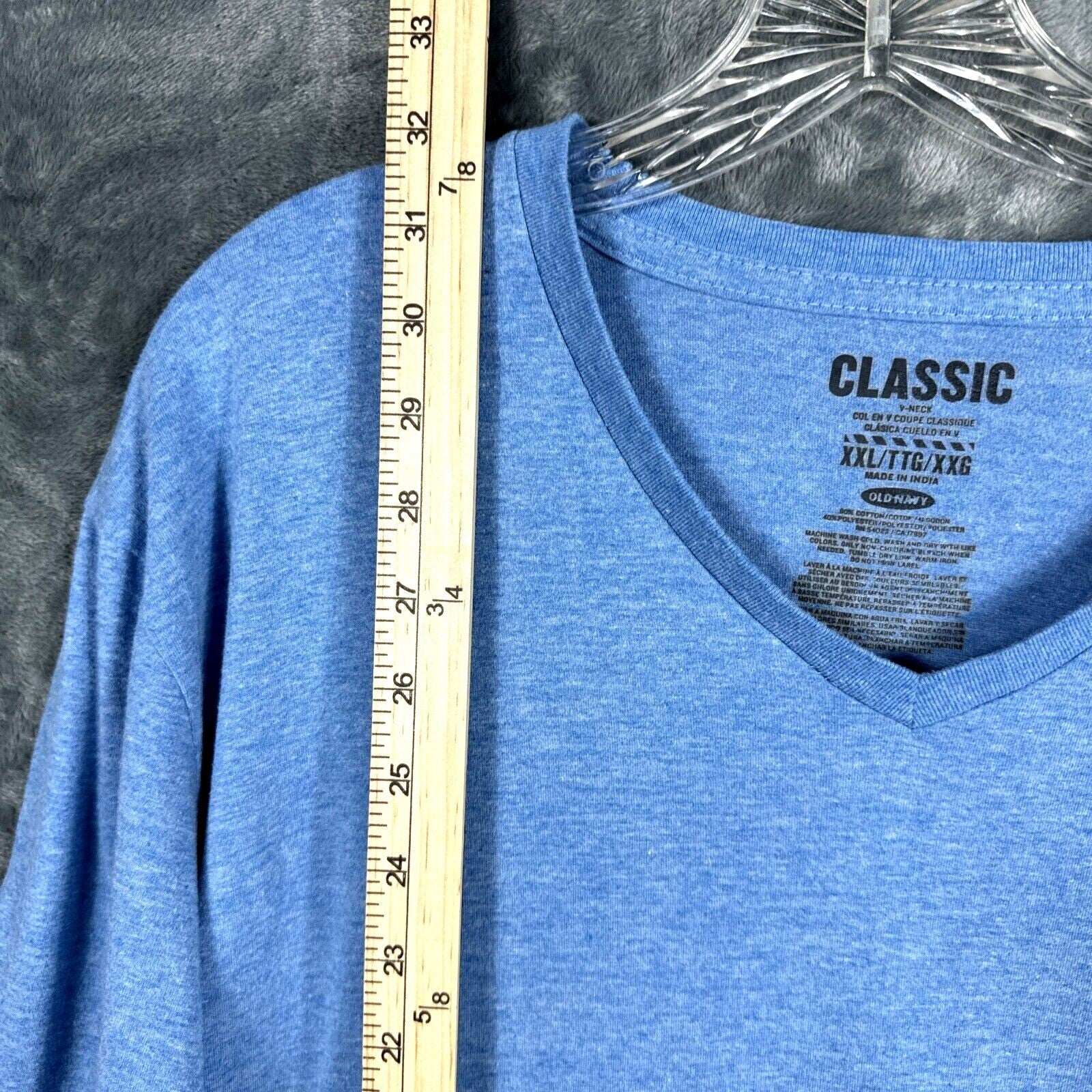 Old Navy Classic V-Neck Blue T-Shirt XXL Cotton/Polyester Blend