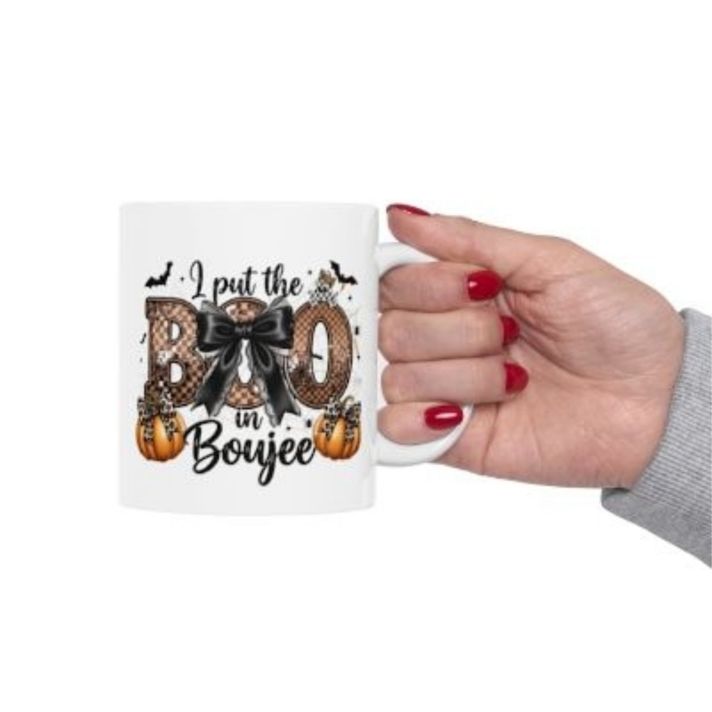 Halloween Coffee Cup Ceramic Mug I Put The Boo in Boujee Cute Fall Pumpkin Gift