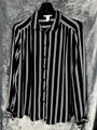 H&M Womens Black & White Striped Long Sleeve Button-Up Blouse Size 10